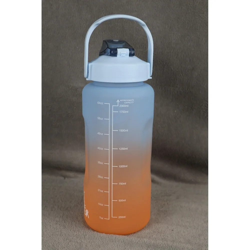 Flask Monster Tumbler Water Bottle 64 oz 2000 ml Blue Orange Ombre with‎ Handle